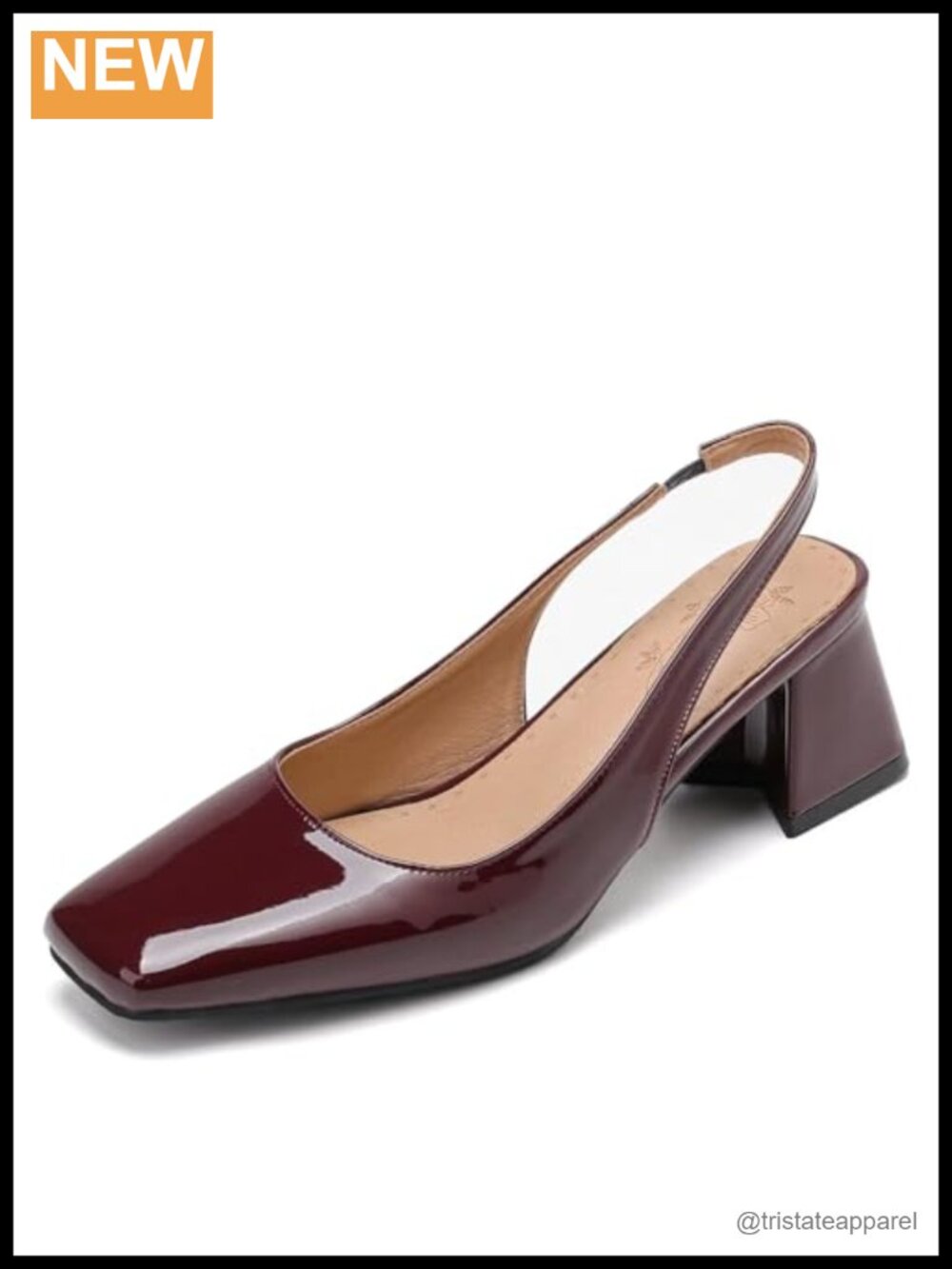Women's Slingback Heels Chunky Block Heel Square Toe Pumps Shoes